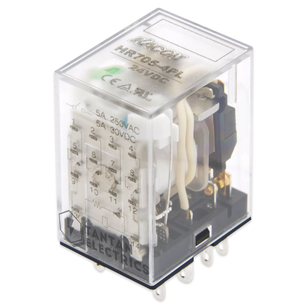 HR705-4PL 전원 AC220V DC24V 선택 릴레이 MY4 소켓 LED 타입 5A 14핀 4극 4a4b 카콘 : 탄탄전기