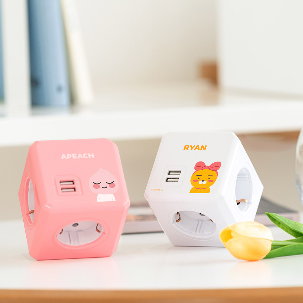 카카오 파워큐브 디자인 멀티탭 4구 USB 큐브멀티탭 예쁜 멀티콘센트 이쁜 인테리어 : 파워존 스토어