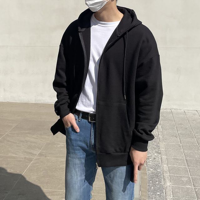 [당일출고,기모추가] 무지 남녀공용 오버핏 후드집업 (4color) : 어둑