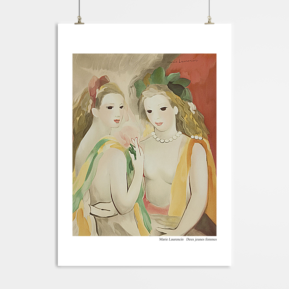마리 로랑생 인테리어 그림 포스터 슬림우드 액자 A2 화이트 - 29번 두 젊은 여인들 : 멜팅스튜디오
