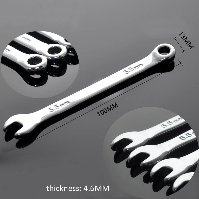 스패너 몽키스패너 만능스패너 세트 5.5mm 콤비네이션 렌치 오픈 박스 엔드 렌치 스패너 crv 스틸 링 오픈 렌치 수리 도구 가역 렌치(1pcs)... 