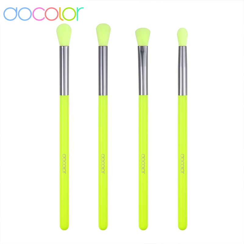 아이메이크업 Docolor 메이크업 브러쉬 세트 4pcs 섀도우 블렌딩 라이너 속눈썹 브로우 메이크업 브러쉬 전문 섀도 네온 브러쉬 : 판다주주