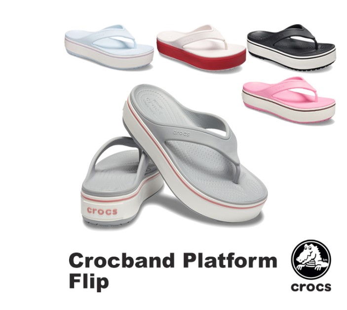 크록스 클락 밴드 플랫폼 플립(crocband platform flip) 레이디스 후저 샌들 여성용 : 블랙조이