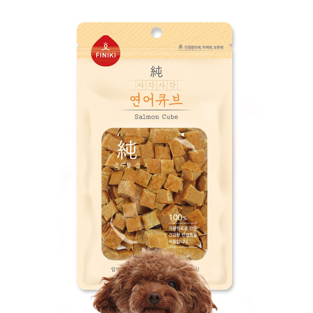피니키 순육포 큐브 강아지 간식 사각사각 연어큐브 80g : 개밥의신
