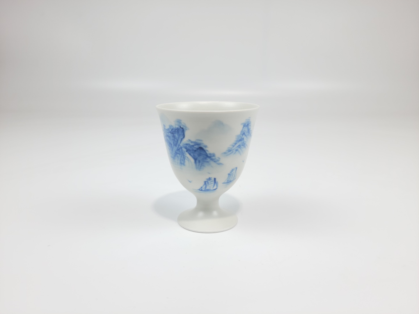 청화백자 술잔(중),(고블렛잔) 산수도 (삼정공방) : 삼정공방