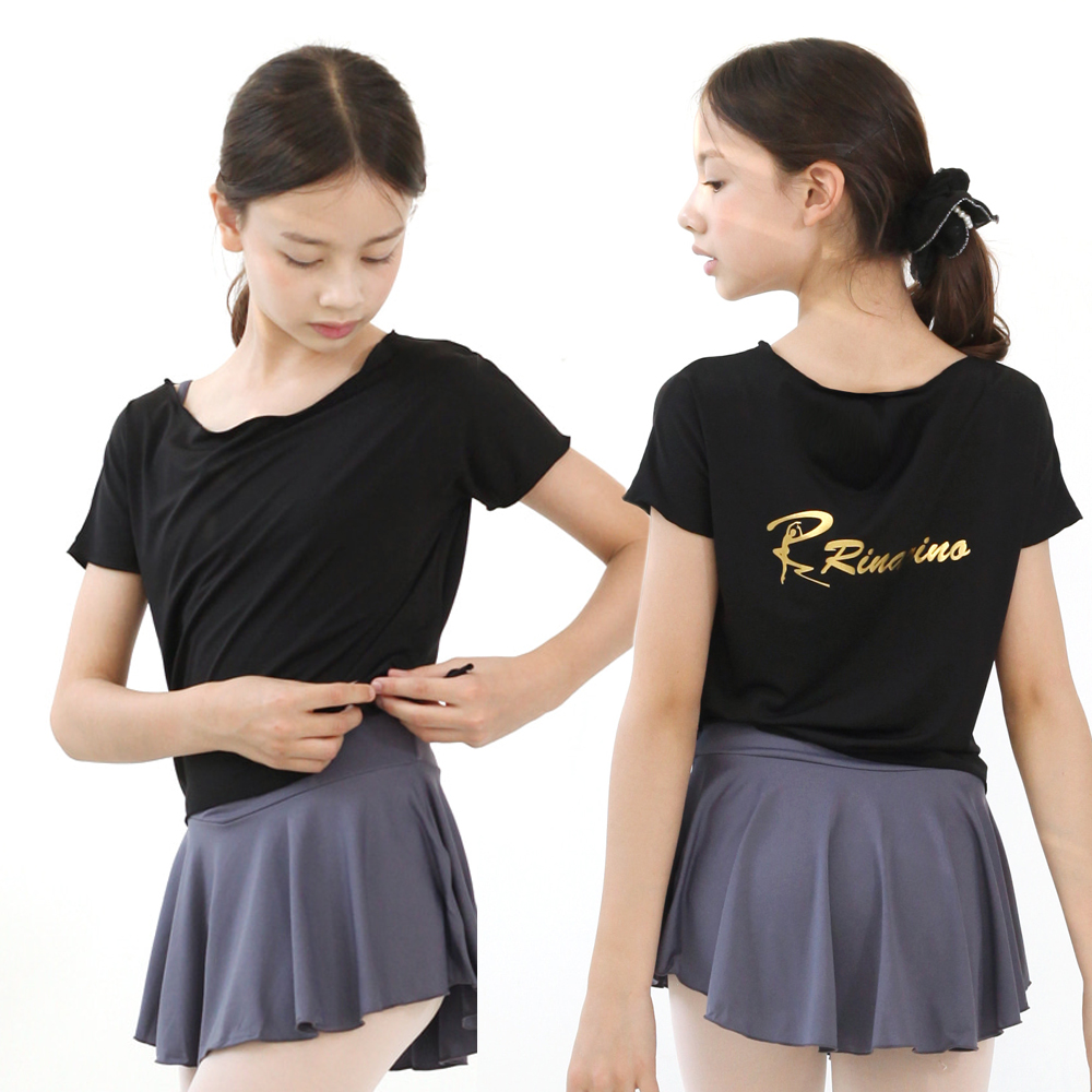 [리나리노] 크롭탑 발레티셔츠 (블랙) #발레복티셔츠 #발레워머 #발레반팔티셔츠 #발레학원단체복 #크롭탑스타일 : UABALLET
