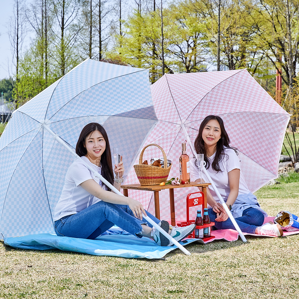 버터샵 1초 그늘막 피크닉 파라솔 텐트 캠핑 원터치텐트 자외선차단 우산 텐트 핑크 블루 : BUTTER SHOP