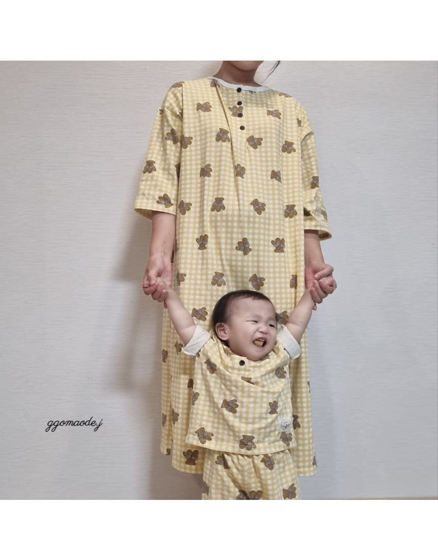곰돌이 체크 자체제작 유아 패밀리 커플 잠옷 : 꼬모드제이GGOMODE.J