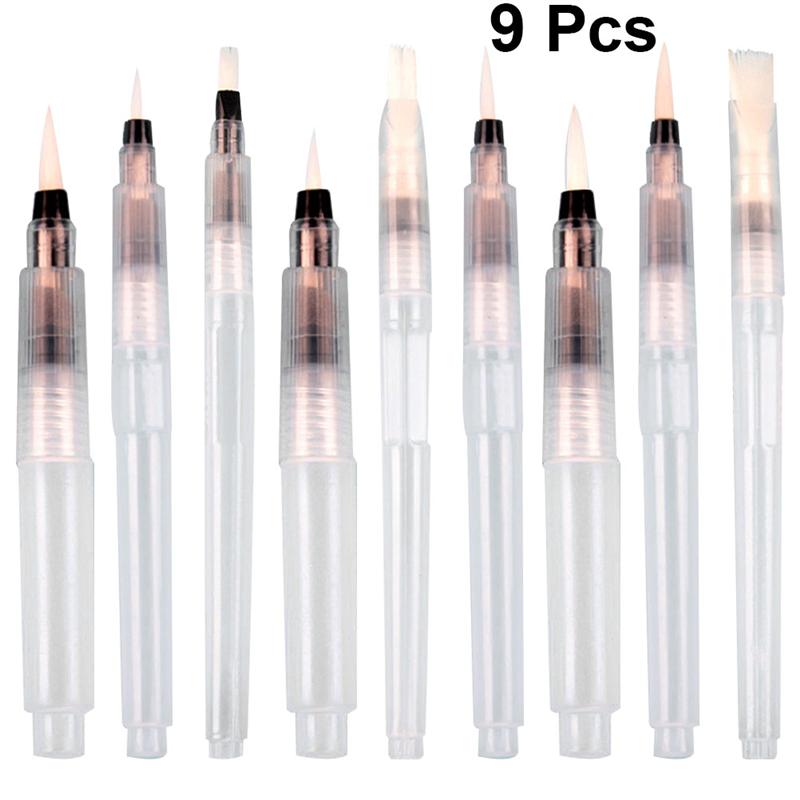 수채화붓 9pcs 브러시 펜 수용성 컬러 펜 아쿠아 색칠 브러시 그림 펜 173 : 노을 글로벌