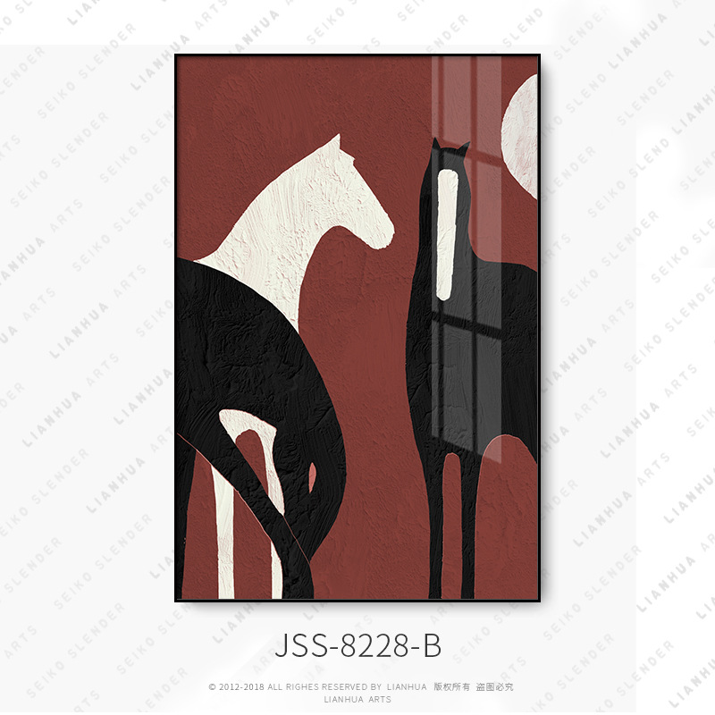 인테리어 캔버스 Jijun 추상 말 그림 심플 거실 배경 벽 벽걸이 호텔 복도 액자 : 골든에디션