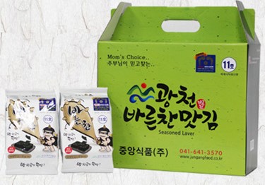 광천김 중앙식품 바른찬 파래식탁용맛김 12봉 : 워너비하우스
