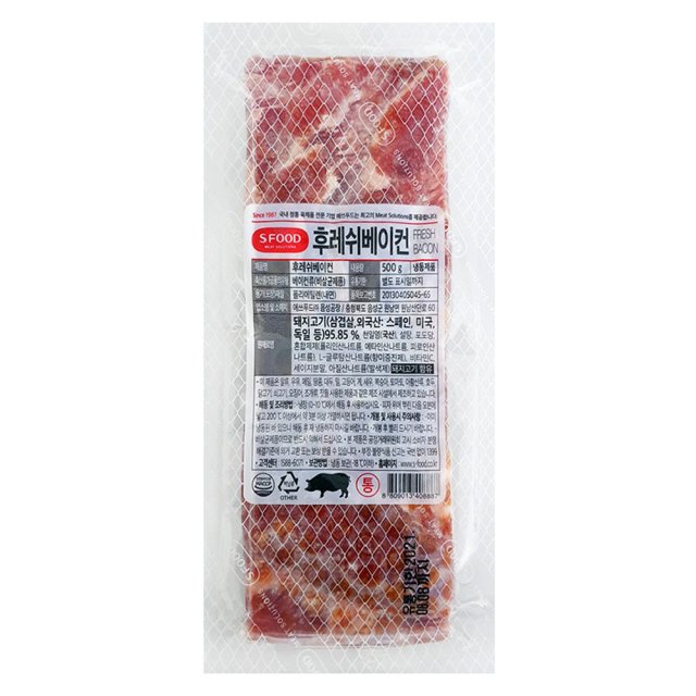 에쓰푸드 설성 베이컨 통 500g 후레쉬 통베이컨 훈제삼겹 통삼겹 : 윤market
