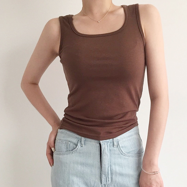 6컬러 스퀘어넥 스판 데일리 이너 민소매 나시 티셔츠 : 마리블랑 풍암