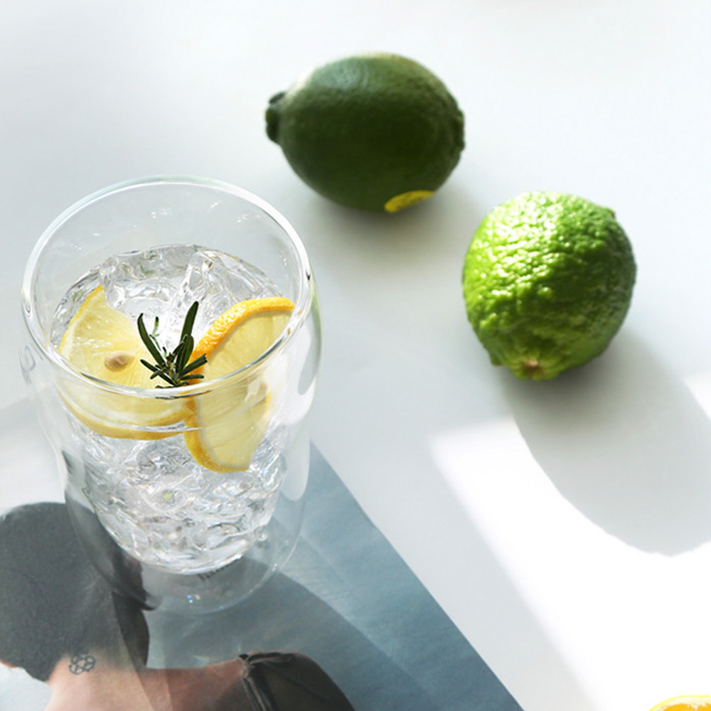 까사무띠 내열 이중유리컵 카페 유리잔 맥주잔 하이볼 / 330ml, 2개, 까르네 : 풍경이야기