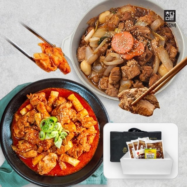 참다른 순살 춘천닭갈비 선물세트(춘천닭갈비 500g x 2팩+간장닭갈비 500g x 2팩+우동사리+치즈) : 쇼핑엔티