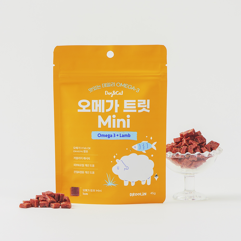 (SET) 드룰린 오메가3 미니 트릿 캥거루 45g + 양고기 45g 강아지 교육 훈련 영양 설채현 간식 : 놀로스토어