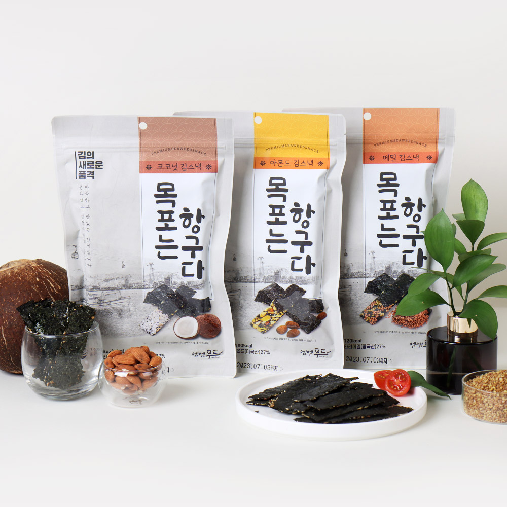 목포는 항구다 잡솨봐 6개 아몬드, 메밀김스낵, 코코넛 2개씩 선물세트 김부각 : 율남이네 엠엠푸드