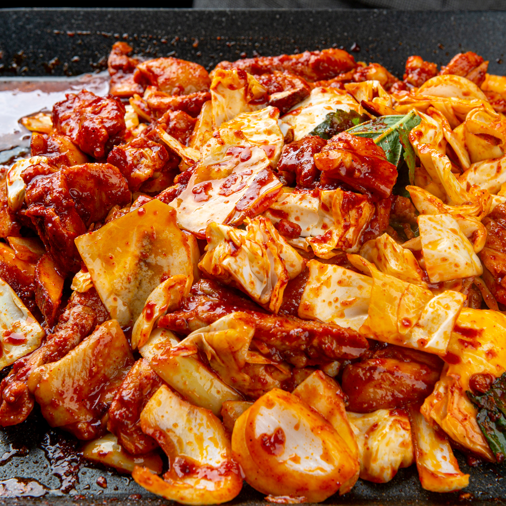 춘천 철판 야채 닭갈비 닭다리살 맛집 캠핑 음식 : 한지붕갈비