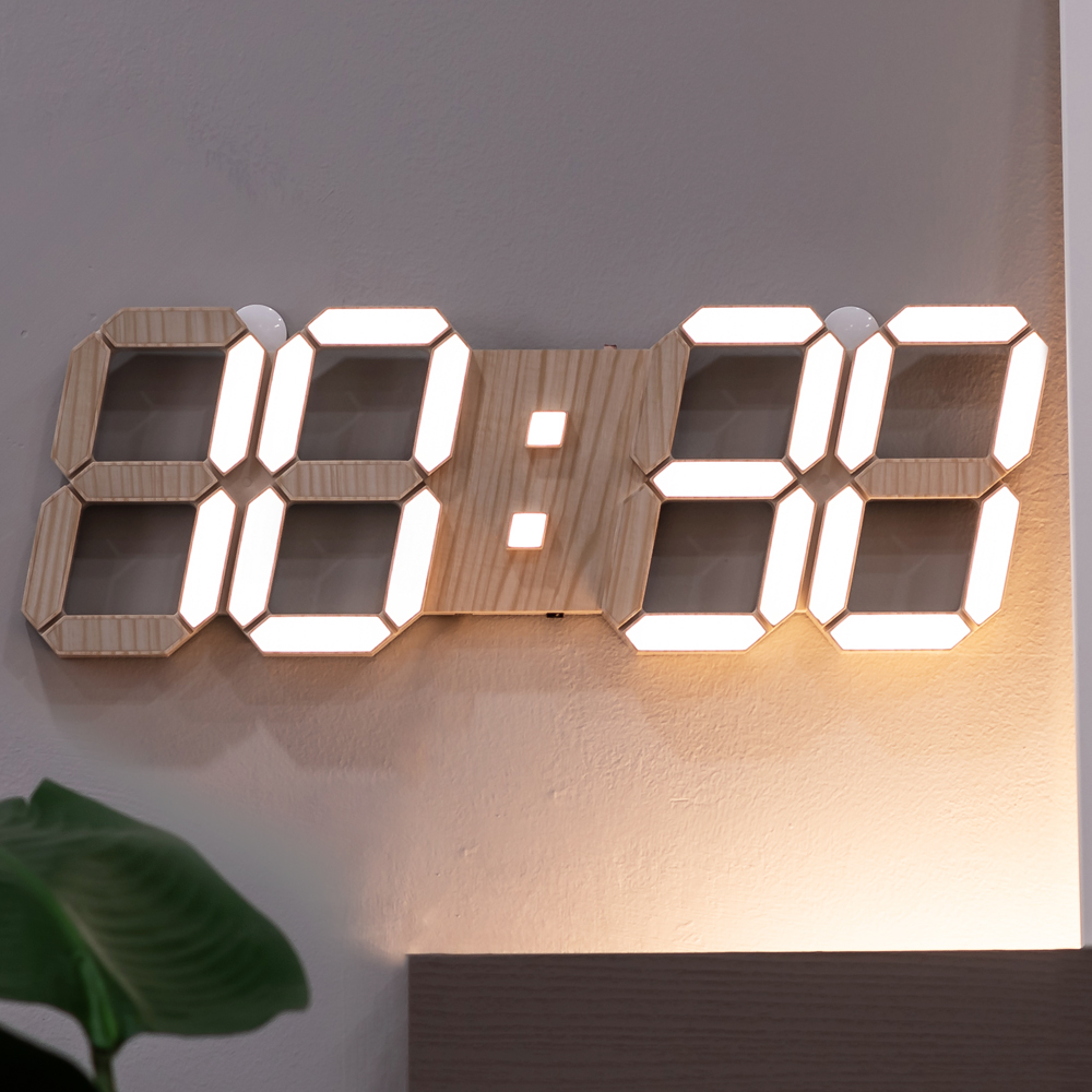 플라이토 무소음 벽걸이시계 3D LED 인테리어 전자 디지털 벽시계 5세대 퓨어 : 띵스빅