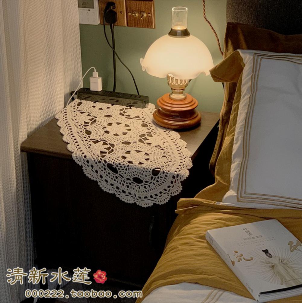 러너 콘솔용 레이스 자가드 테이블 민물 연꽃 면 손 크로 셰 뜨개질 후크 미국 국가 목회 : 더카이씬