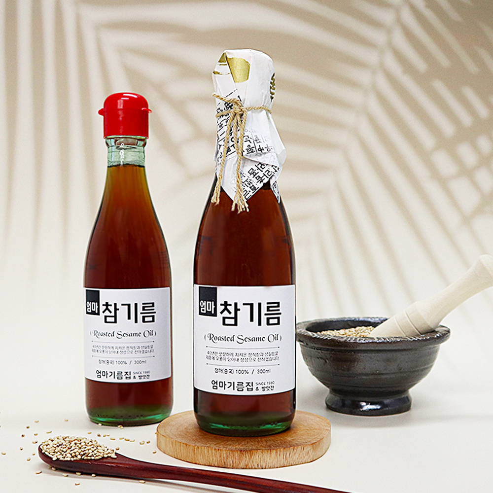 45년 전통 엄마기름집 고소한 참기름 들기름 300ml 저온압착 저온로스팅 : 엄마기름집