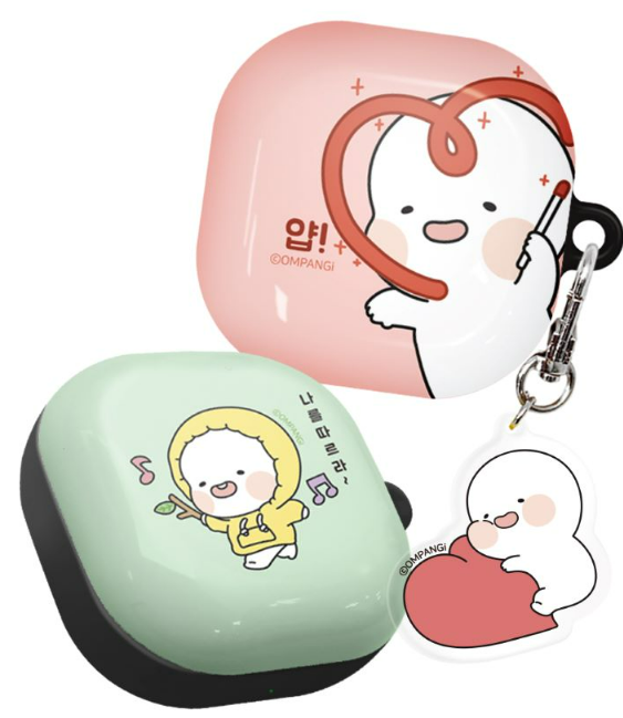 갤럭시 버즈 라이브 프로 버즈2 옴팡이 블리스 키링 케이스 : 홍판다