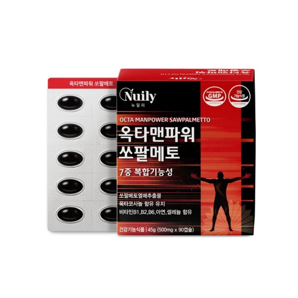 뉴일리 7중복합기능성 옥타맨파워쏘팔메토90캡슐 3개월 옥타코사놀 전립선건강에도움 지구력증진에도움 남자 남성 중노년 로르산 : 고진감래푸드