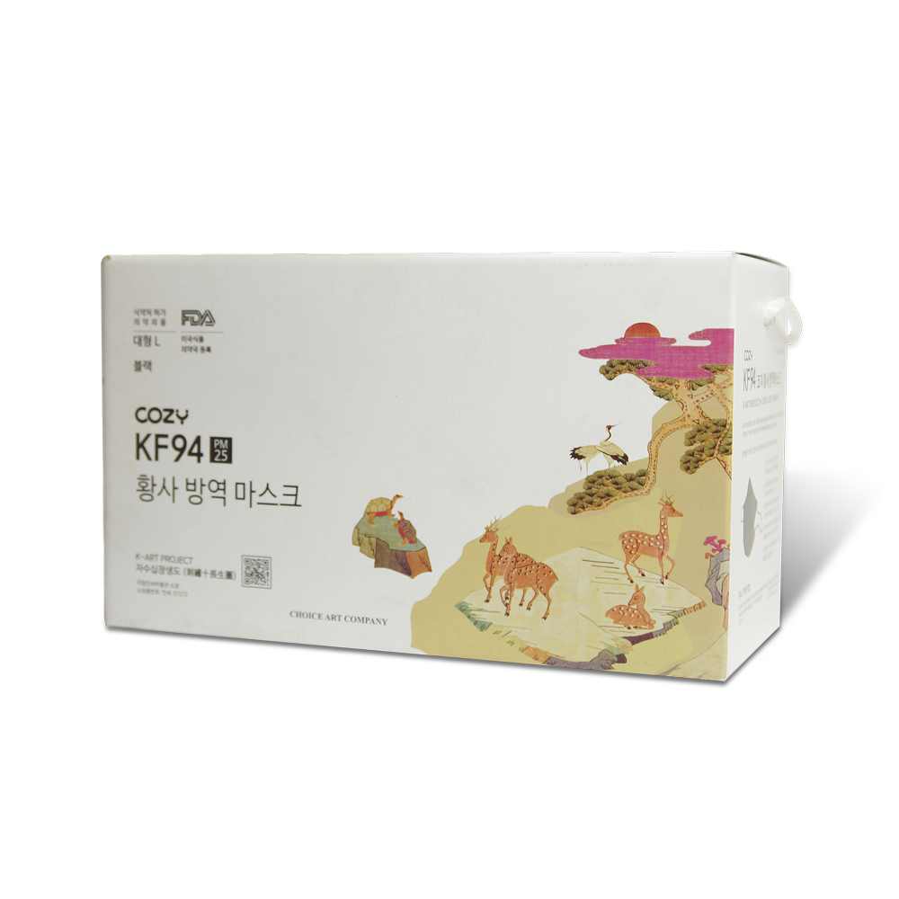 선물세트 K-ART COZY 코지 KF94 덴탈마스크 80매 황사방역 블랙 화이트 개별포장 : 대한우리