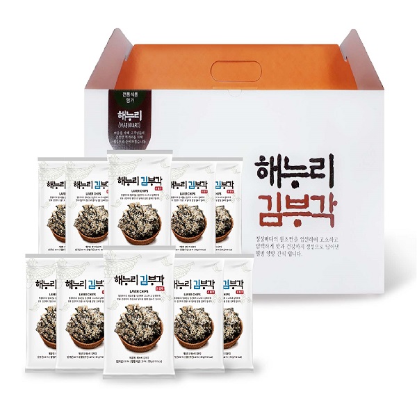 [남원김부각]  해누리 찹쌀 김부각 10봉 선물용세트  / 주전부리 , 어르신간식 ,답례품,캠핑 : 해누리김부각
