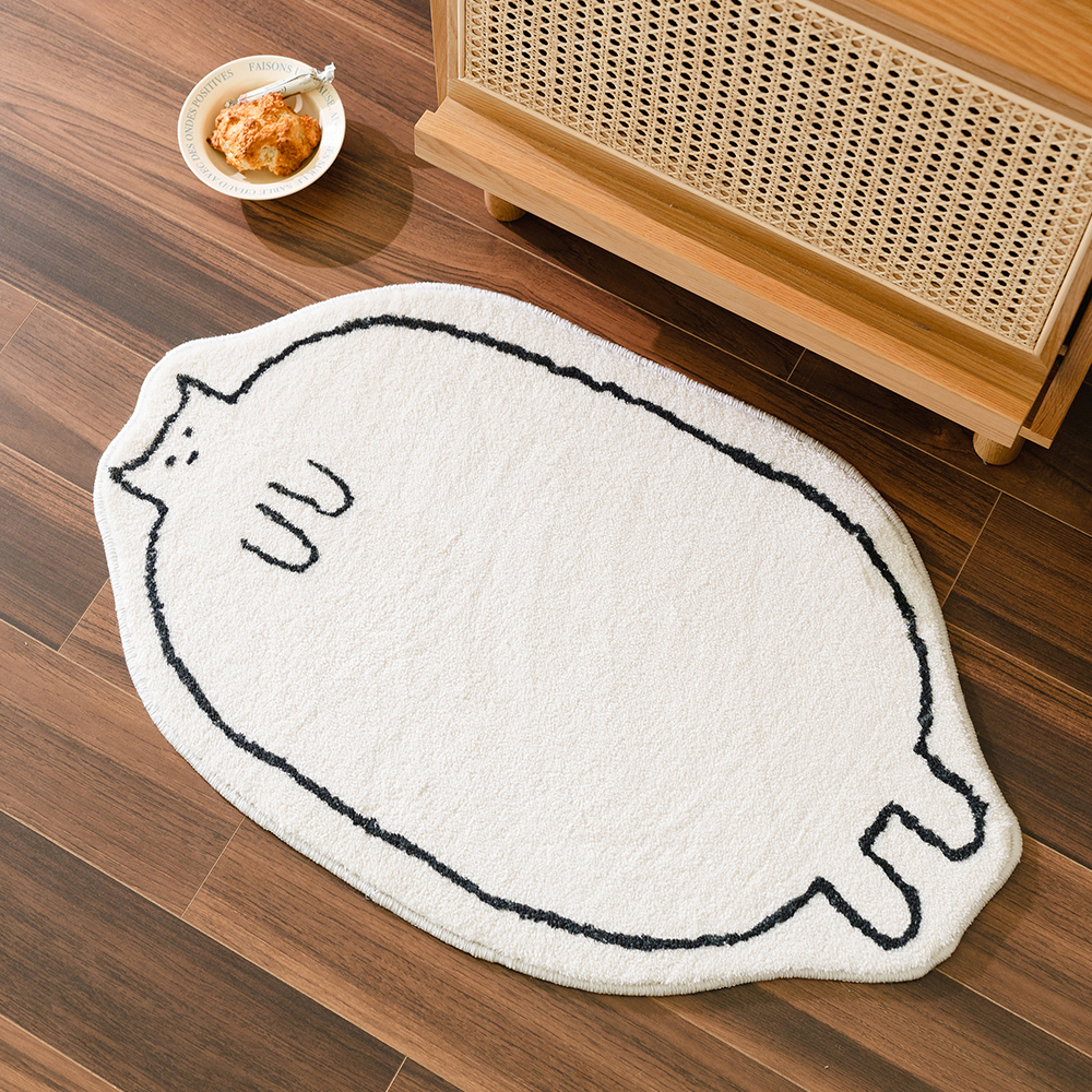 소두 뚱냥이 고양이 욕실 발매트 캐릭터 동물 포인트 미니 러그 50x80cm : 한빛카페트