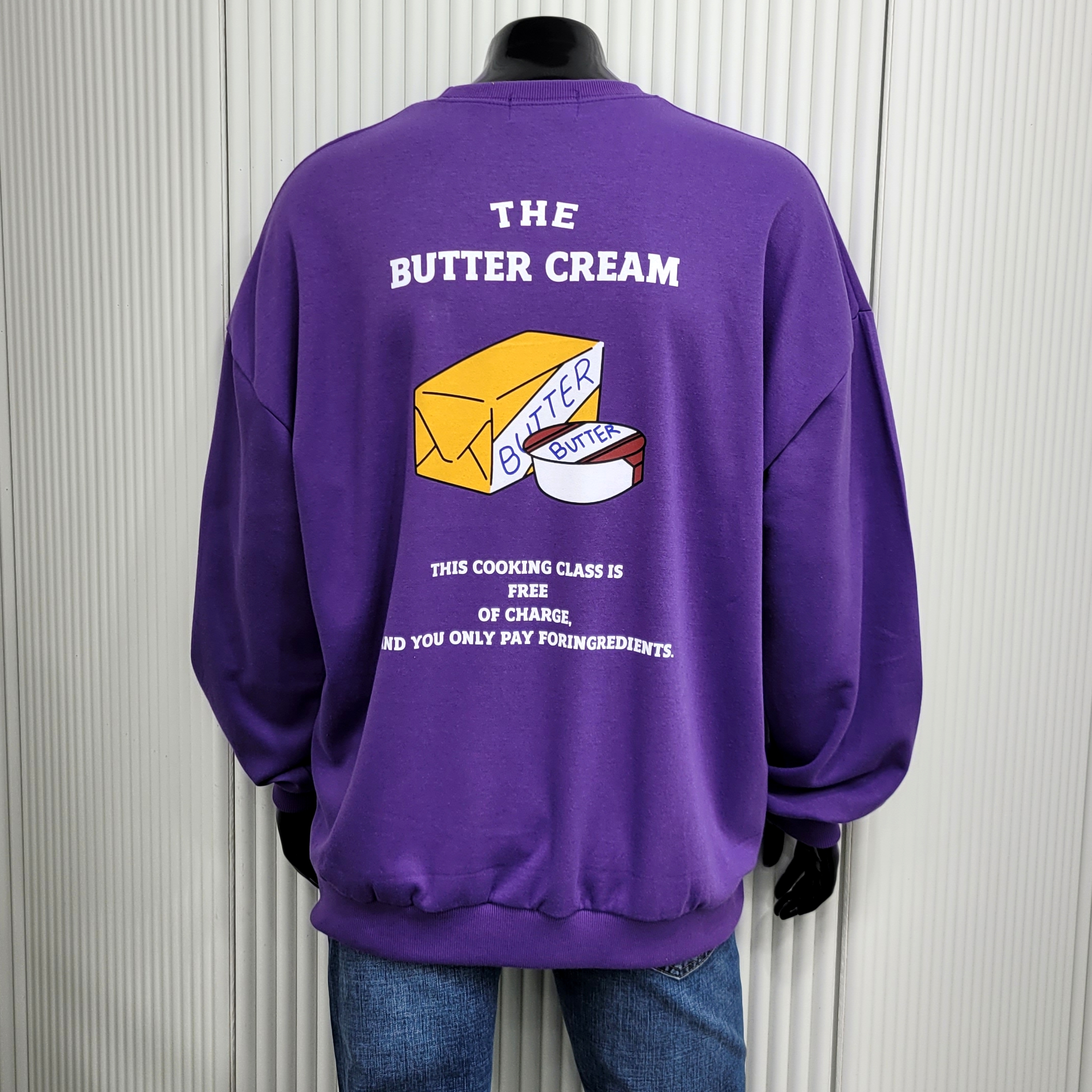 남녀공용 버터크림 BUTTER CREAM 레터링 특양면 오버핏 맨투맨 4컬러 : 스탑히얼