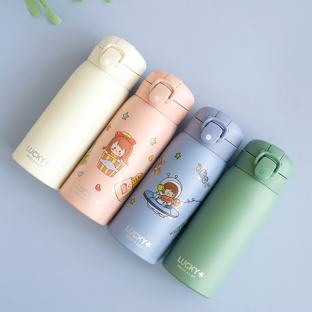 1+1 원터치 보온보냉병 어린이집 유치원 초등학생 물병 럭키 텀블러 350ml : 디와이룸