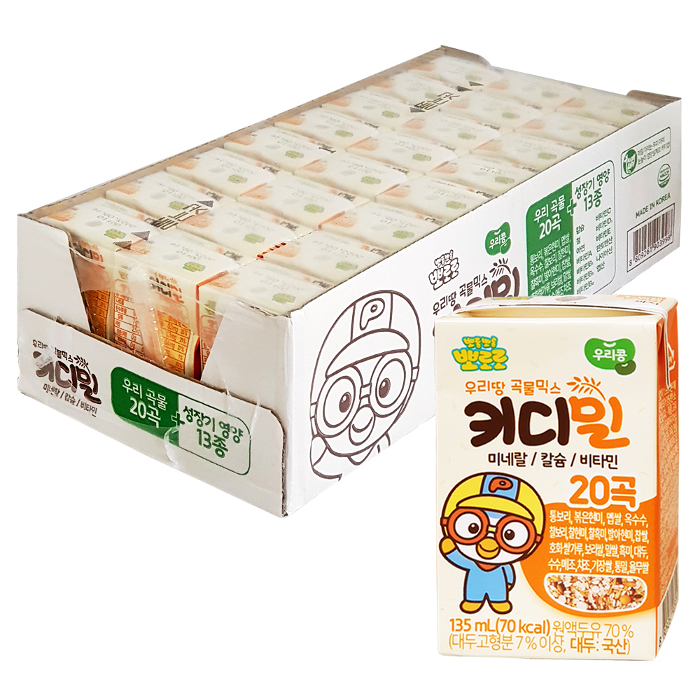 뽀로로 키디밀 135ml x 24팩 /유아 어린이 성장기 균형 영양음료/아기 어린이 두유 : 블루마미