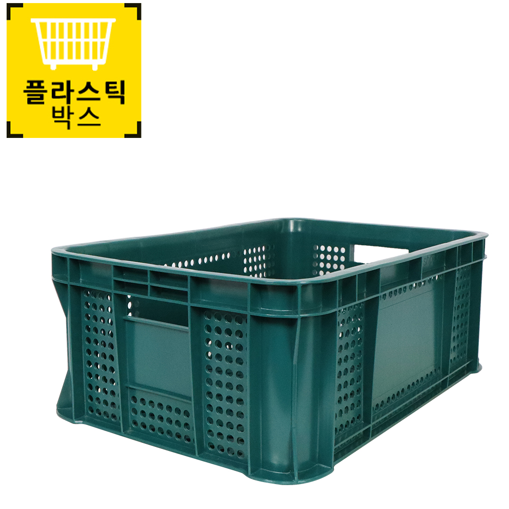 플라스틱상자 다용도 박스 농산물 수납 적재 캠핑 상자 운반상자2호[녹색] : 플라스틱박스