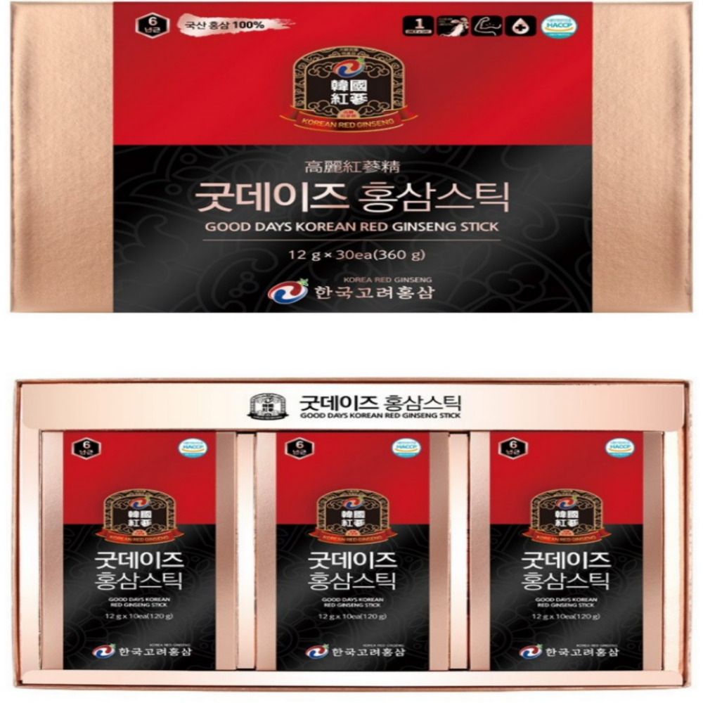 한국고려홍삼 홍삼정 굿데이즈 고려홍삼스틱 12gX30포 1개월 명절선물세트 : 여러모로샵