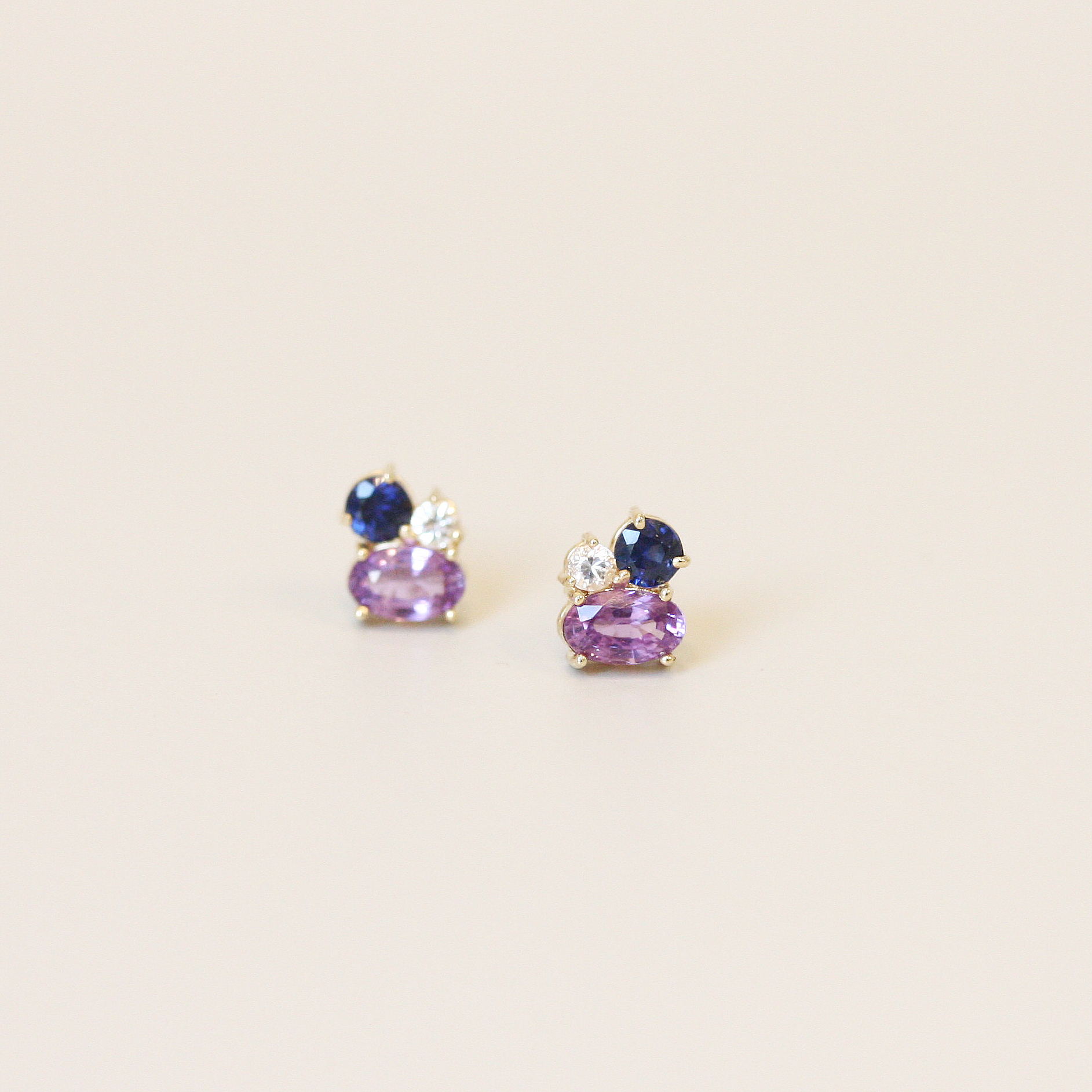 [SOLD] 사파이어 클러스터 귀걸이 14k 골드 : 에이큐레이트주얼리큐레이션