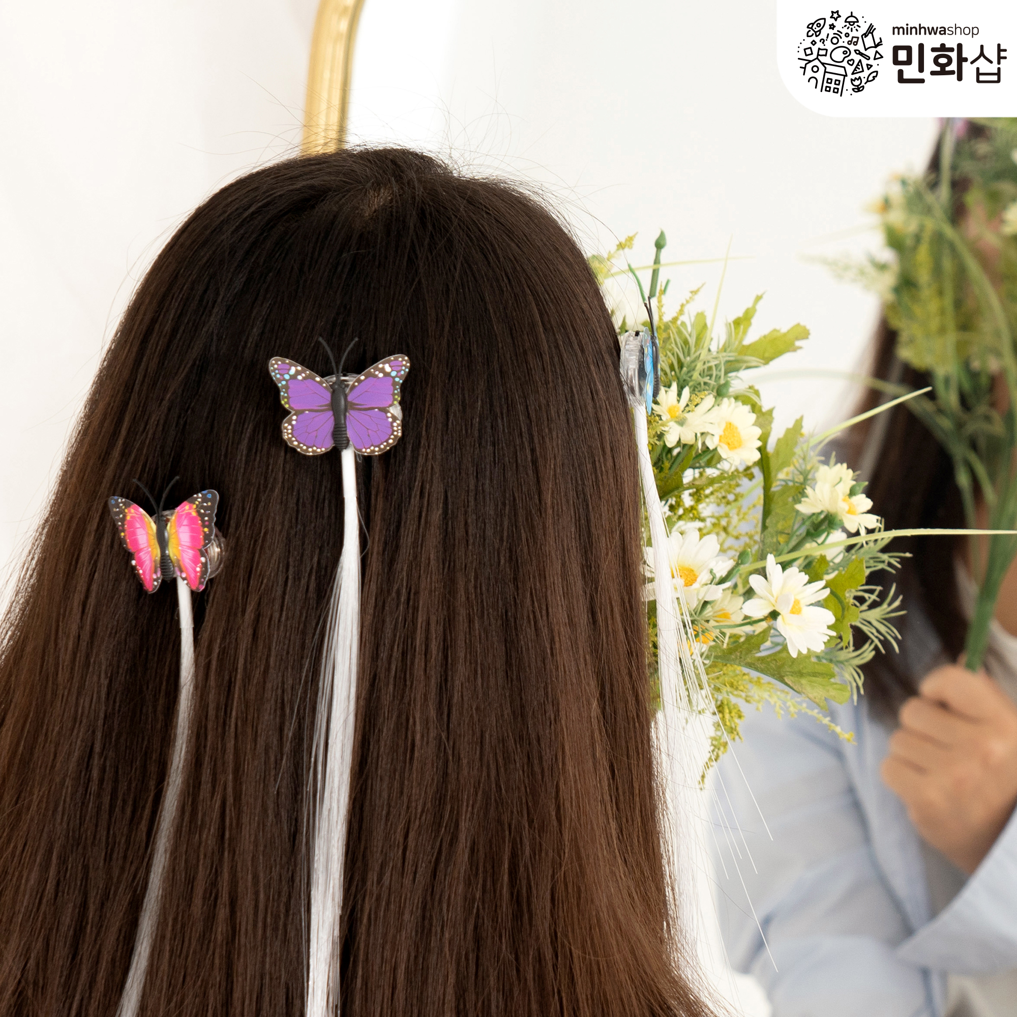 빛나는 LED 나비머리핀 헤어집게핀 헤어악세사리 : 민화샵