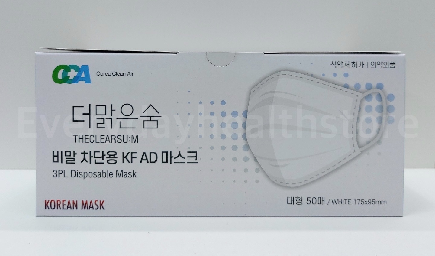 더맑은숨 비말차단용마스크 KF-AD MB필터 대형 일회용3중 부직포마스크 50매 백색 1박스 : 매일건강스토어