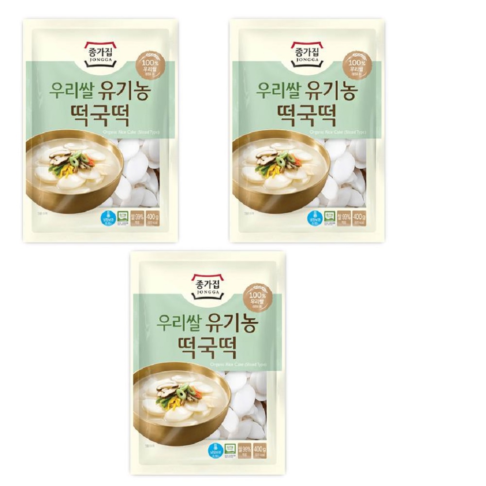 종가집 우리쌀 유기농 떡국떡 400gx3 총1.2kg : DAEWONAR