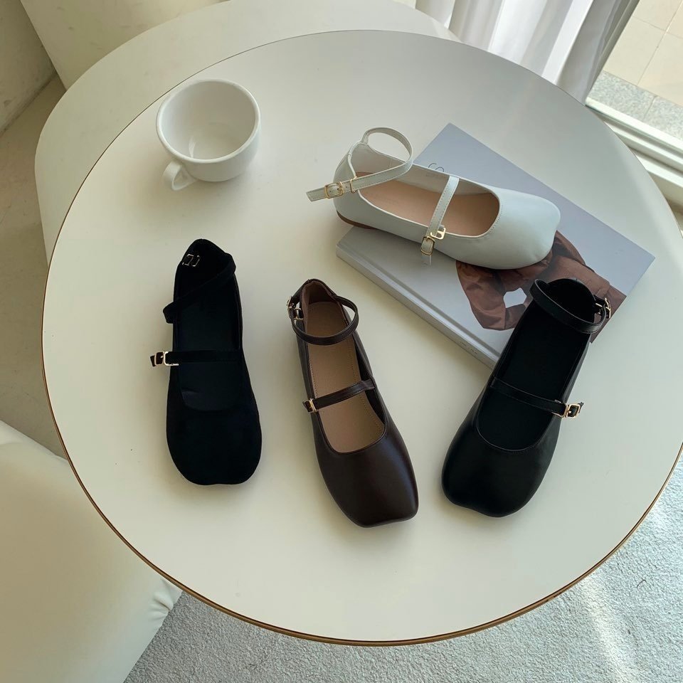 더블 메리제인 스트랩 스웨이드 로퍼 1.5cm : 이다마켓