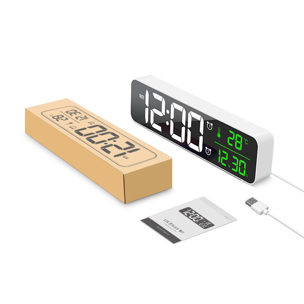 탁상시계 LED 와이드뷰 알람 전자 탁상용 무소음 디지털 벽시계 밝기조절 온습도 무선 : 해피바잉스