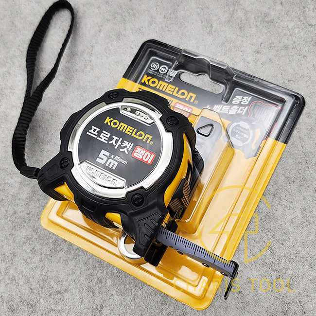 코메론 프로자켓 쟁이 줄자 KMC-31JTNL 5M x 25mm 벨트홀더 락줄자 양면측정 : 카리스툴