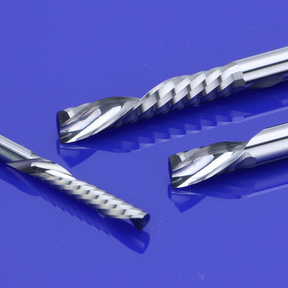 10 개 AAASHK3.175456810mm 왼쪽 나선형 다운 컷 1 개 플루트 라우터 비트 CNC 엔드 밀 초경 밀링 머신 : 골든브리지