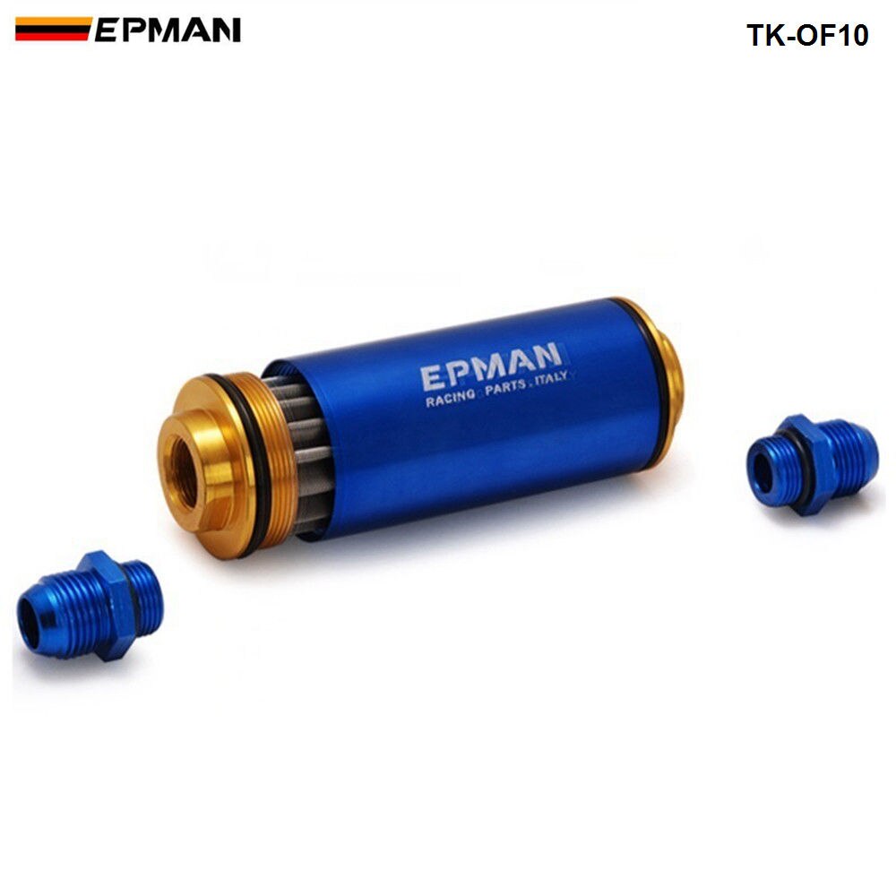 EPMAN 스포츠 자동차 트럭 레이싱 준비 인라인 연료 필터 AN6AN8AN108.6MM 100 미크론 요소 스틸 SS 범용 TKOF : 디에스트레이딩121