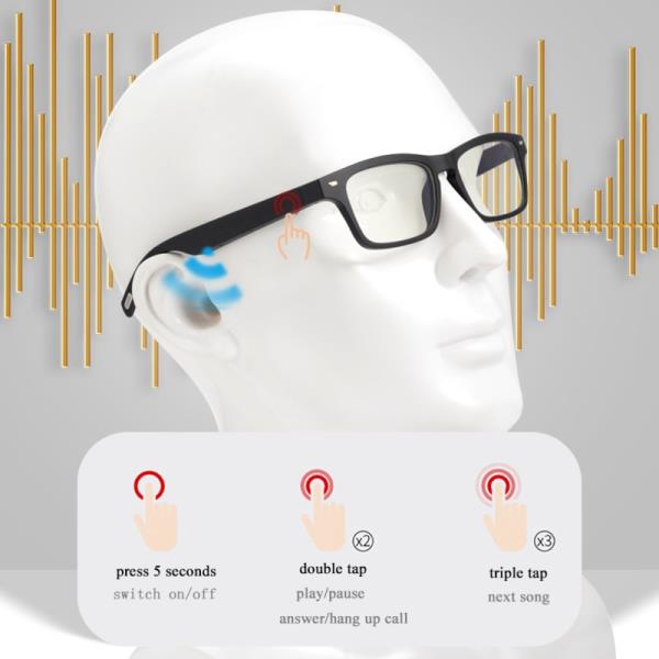 스마트 안경 블루투스 연결 TWS BT5.0 헤드셋 선글라스, 귀 골전도 사운드 전송 블랙 테크 : 가인해외직구