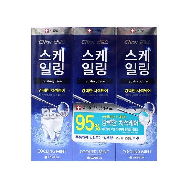 클링스 스케일링케어 쿨링 민트치약 100gX3개입 -TJ/치석케어치약/미백치약/치약/세면도 : 은총코리아