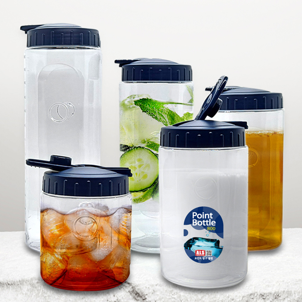 투명 원형 찜질방 물병 500ml 식당 업소용 물통 냉장고 포인트 페트 사우나 목욕탕 노래방 : 다인네