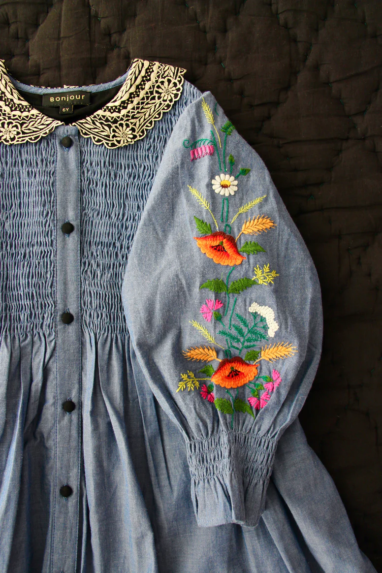 AW22 봉주르 다이어리 샴브레이 블루 셔츠 원피스 AW22 BONJOUR DIARY Chambray blue shirt dress : 호주 언니