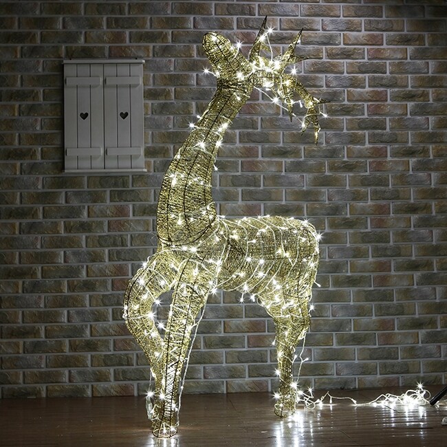 LED 럭셔리 크리스마스 사슴 장식(골드) (140cm) : 신세계라이브쇼핑