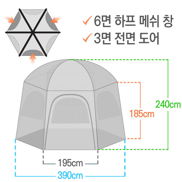 반고 에어빔 쉘터 에어 허브 헥스 스모크 에어어닝 : 힘찬캠핑낚시